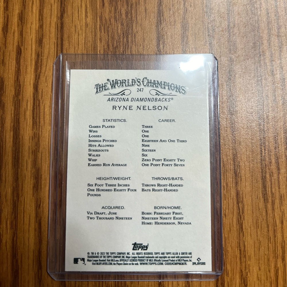 2023 Ryne Nelson Rookie insert card! - Picture 2 of 2
